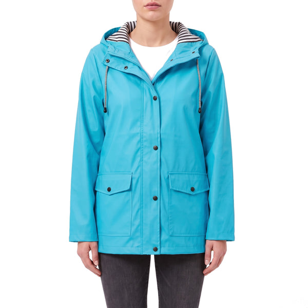 Marlow Rain Jacket in Turquoise, front view
