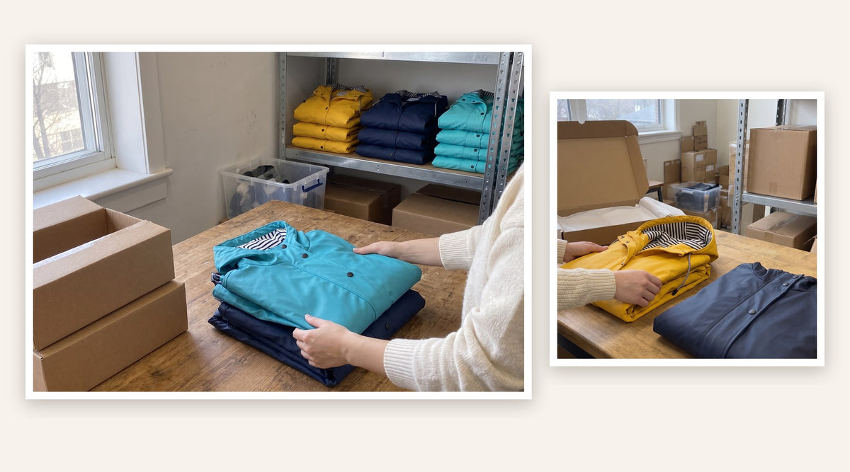Marlow Rain Jacket warehouse collage desktop