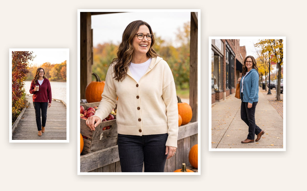 Willow cardigan styled - lifestyle collage